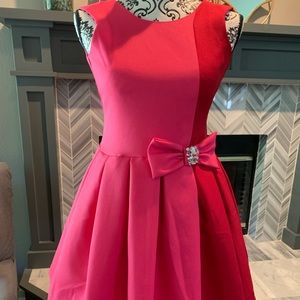 Hot pink and red formal dress.